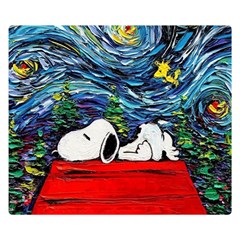 Dog Cartoon Vincent Van Gogh s Starry Night Parody Premium Plush Fleece Blanket (small) by Sarkoni