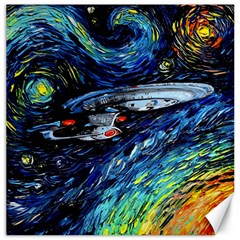 Spaceship Galaxy Parody Art Starry Night Canvas 12  X 12  by Sarkoni