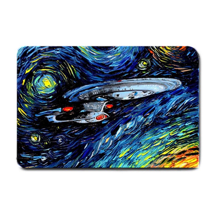 Spaceship Galaxy Parody Art Starry Night Small Doormat