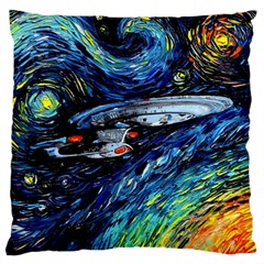 Spaceship Galaxy Parody Art Starry Night Large Premium Plush Fleece Cushion Case (two Sides)