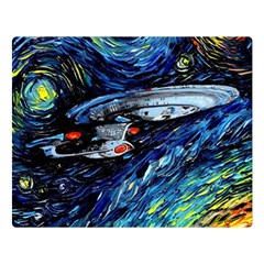 Spaceship Galaxy Parody Art Starry Night Two Sides Premium Plush Fleece Blanket (large)