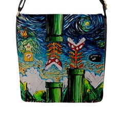 Game Starry Night Doctor Who Van Gogh Parody Flap Closure Messenger Bag (l)