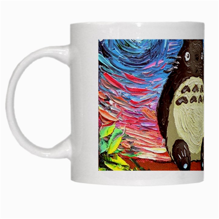 Cartoon Starry Night Art Van Gogh Parody White Mug