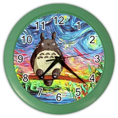 Cartoon Starry Night Art Van Gogh Parody Color Wall Clock by Sarkoni