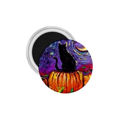 Halloween Art Starry Night Hallows Eve Black Cat Pumpkin 1 75  Magnets by Sarkoni