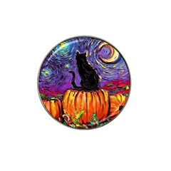 Halloween Art Starry Night Hallows Eve Black Cat Pumpkin Hat Clip Ball Marker (10 Pack)