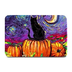 Halloween Art Starry Night Hallows Eve Black Cat Pumpkin Plate Mats