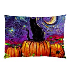 Halloween Art Starry Night Hallows Eve Black Cat Pumpkin Pillow Case