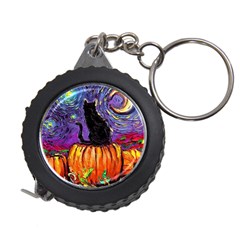 Halloween Art Starry Night Hallows Eve Black Cat Pumpkin Measuring Tape