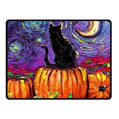 Halloween Art Starry Night Hallows Eve Black Cat Pumpkin Fleece Blanket (small)