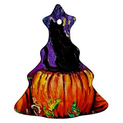 Halloween Art Starry Night Hallows Eve Black Cat Pumpkin Ornament (christmas Tree) 