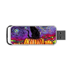 Halloween Art Starry Night Hallows Eve Black Cat Pumpkin Portable Usb Flash (one Side)