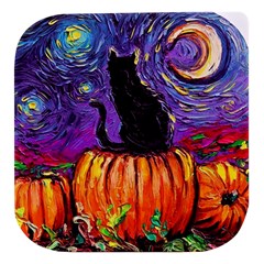 Halloween Art Starry Night Hallows Eve Black Cat Pumpkin Stacked Food Storage Container by Sarkoni