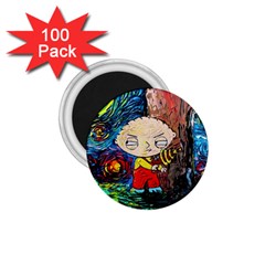 Cartoon Starry Night Vincent Van Gogh 1 75  Magnets (100 Pack)  by Sarkoni