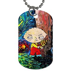 Cartoon Starry Night Vincent Van Gogh Dog Tag (one Side) by Sarkoni