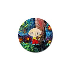 Cartoon Starry Night Vincent Van Gogh Golf Ball Marker (4 Pack)