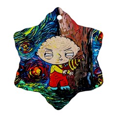 Cartoon Starry Night Vincent Van Gogh Ornament (snowflake)