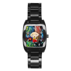 Cartoon Starry Night Vincent Van Gogh Stainless Steel Barrel Watch