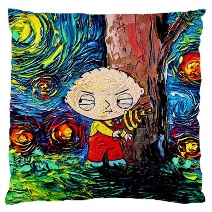 Cartoon Starry Night Vincent Van Gogh Large Premium Plush Fleece Cushion Case (Two Sides)