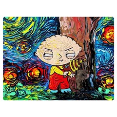 Cartoon Starry Night Vincent Van Gogh Premium Plush Fleece Blanket (extra Small) by Sarkoni