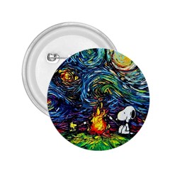 Dog Cartoon Starry Night Print Van Gogh Parody 2 25  Buttons by Sarkoni