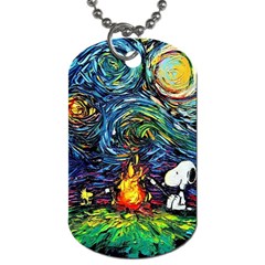 Dog Cartoon Starry Night Print Van Gogh Parody Dog Tag (two Sides)