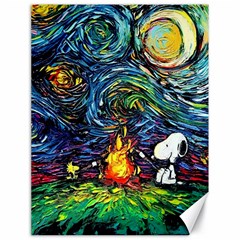 Dog Cartoon Starry Night Print Van Gogh Parody Canvas 18  X 24 