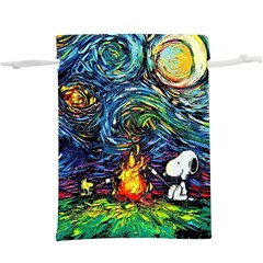 Dog Cartoon Starry Night Print Van Gogh Parody Lightweight Drawstring Pouch (xl)