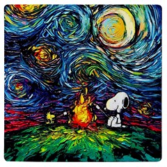 Dog Cartoon Starry Night Print Van Gogh Parody Uv Print Square Tile Coaster  by Sarkoni