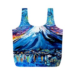 Mount Fuji Art Starry Night Van Gogh Full Print Recycle Bag (m)
