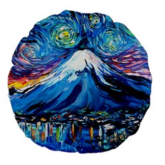 Mount Fuji Art Starry Night Van Gogh Large 18  Premium Flano Round Cushions