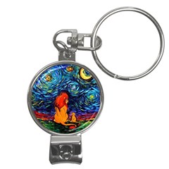 Lion Art Starry Night Van Gogh Nail Clippers Key Chain by Sarkoni