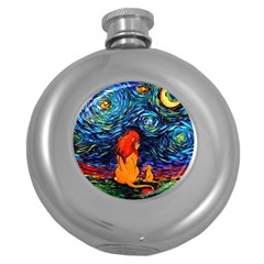 Lion Art Starry Night Van Gogh Round Hip Flask (5 Oz)