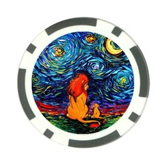 Lion Art Starry Night Van Gogh Poker Chip Card Guard