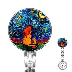 Lion Art Starry Night Van Gogh Stainless Steel Nurses Watch