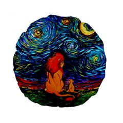 Lion Art Starry Night Van Gogh Standard 15  Premium Flano Round Cushions by Sarkoni