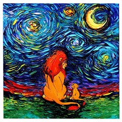 Lion Art Starry Night Van Gogh Wooden Puzzle Square by Sarkoni