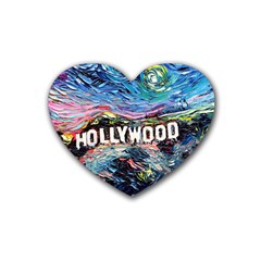 Hollywood Art Starry Night Van Gogh Rubber Heart Coaster (4 Pack)