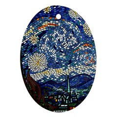 Mosaic Art Vincent Van Gogh s Starry Night Oval Ornament (two Sides)