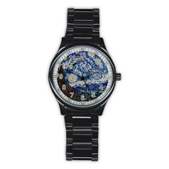 Mosaic Art Vincent Van Gogh s Starry Night Stainless Steel Round Watch