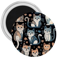 Cats Pattern 3  Magnets by Valentinaart