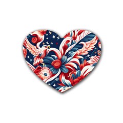 America Pattern Rubber Heart Coaster (4 Pack) by Valentinaart