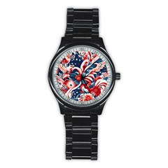 America pattern Stainless Steel Round Watch