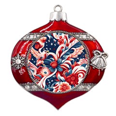 America pattern Metal Snowflake And Bell Red Ornament