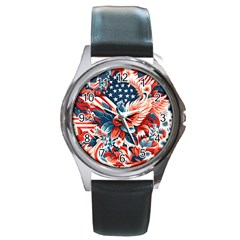 America Pattern Round Metal Watch by Valentinaart