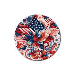 America Pattern Rubber Round Coaster (4 Pack) by Valentinaart