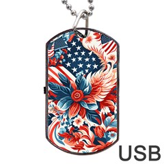 America Pattern Dog Tag Usb Flash (two Sides) by Valentinaart