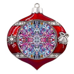 Ammonite Blend Smudge  Metal Snowflake And Bell Red Ornament