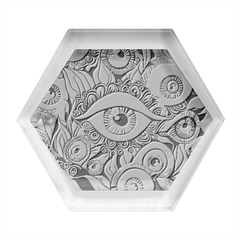 Eyes Pattern Hexagon Wood Jewelry Box