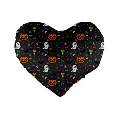 Halloween Pattern Bat Standard 16  Premium Heart Shape Cushions by Bangk1t